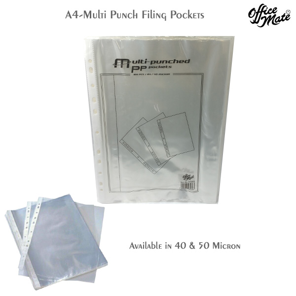 A4 Multi Punched Filing Pocket