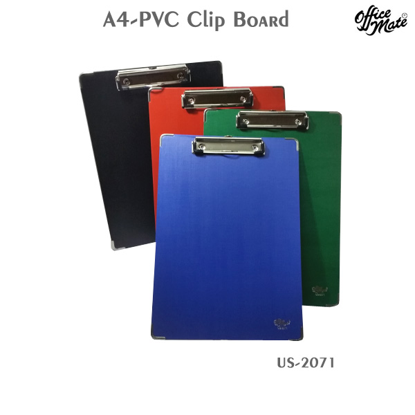 US 2071 PVC Single Type Clip Boards Red / Blue / Green / Black