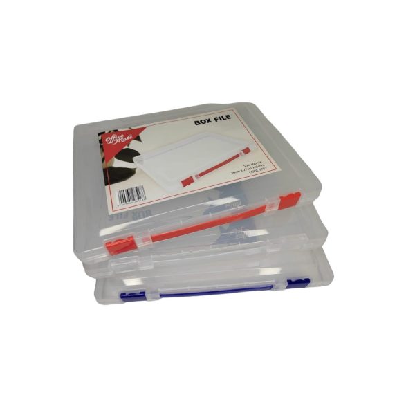 Office Mate 5702 Box File Clear with Clear & Assorted Colours Lock & Handle