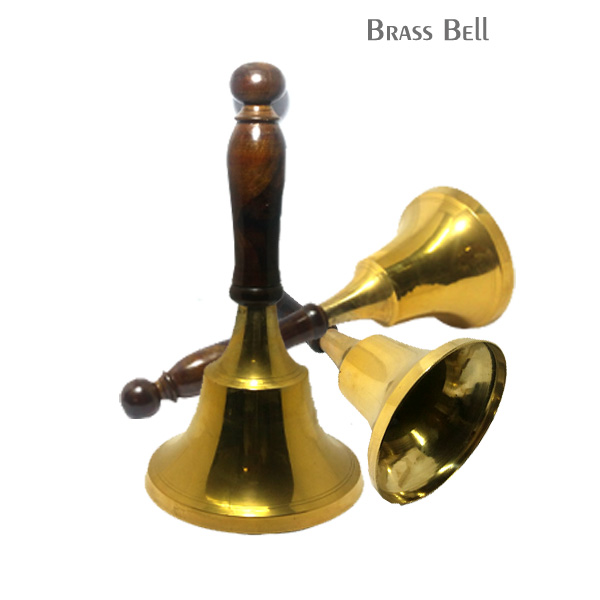 115mm Brass School Bell with Wooden Handle