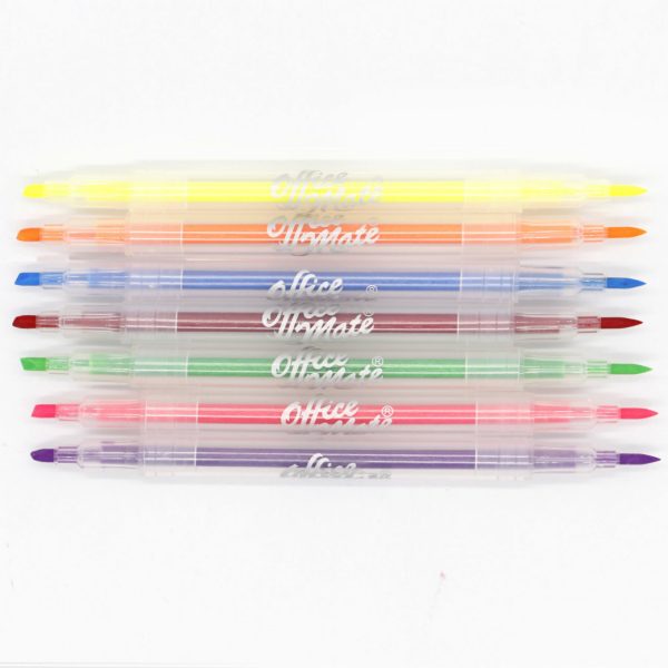 PK Office Mate Dual Tip Pen Type 7 Assorted Colour