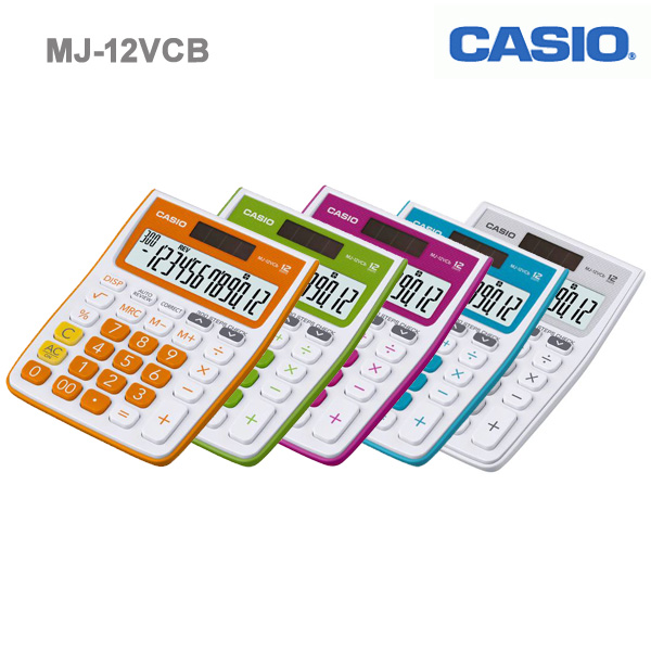 MJ 12VCb Casio 12 Digit Large Display Blue / Green / Red / Orange / White