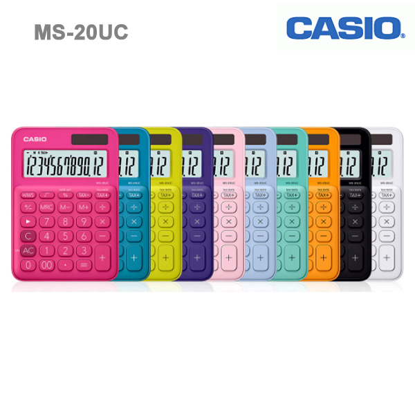 MS 20 UC Casio 12 Digit Large Display D/P Blue / Green / Light Blue / Pink / Red / Orange