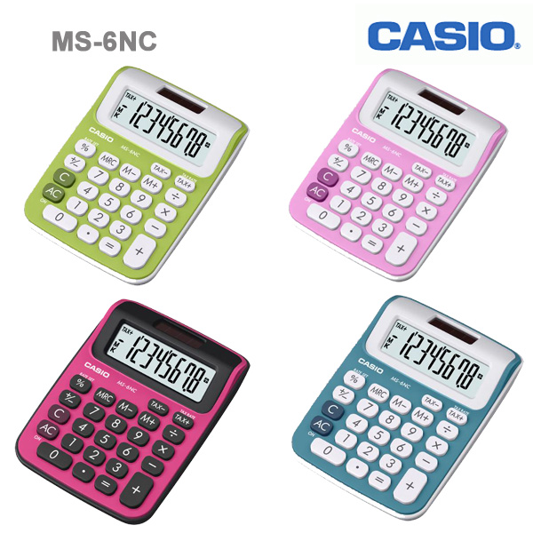 MS 6NC Casio 8 Digit Large Display 4 Colours Twin Power