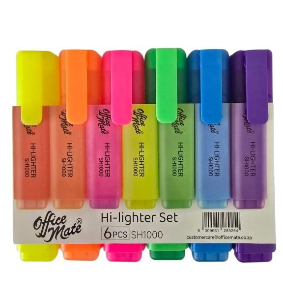Office Mate Highlighter SH1000 Wallet Of 6