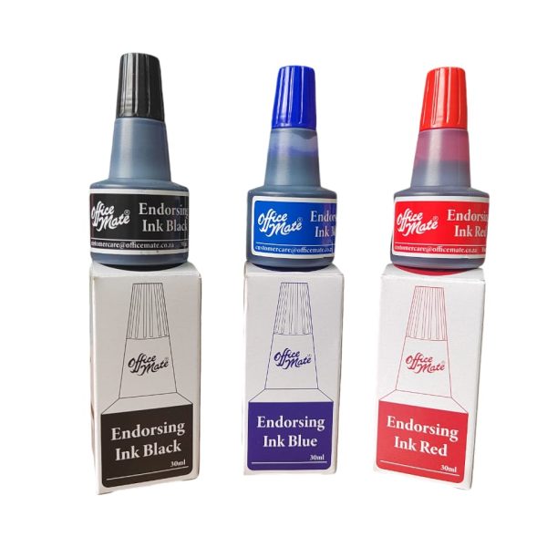 OFFICE-MATE-ENDORSING-INK-BLACK-BLUE-RED OFFICE MATE ENDORSING INK BLACK BLUE RED