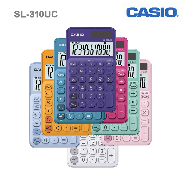 SL 310 UC Casio 10 Digit Large Display D/P Blue / Green / Light Blue / Pink / Red / Orange