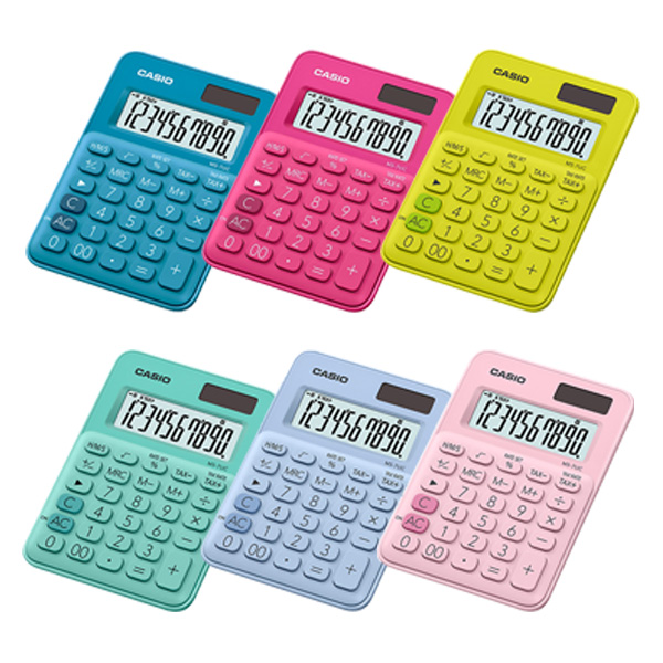 MS 7 UC Casio 10 Digit Large Display D/P Blue / Green / Light Blue / Pink / Red / Orange
