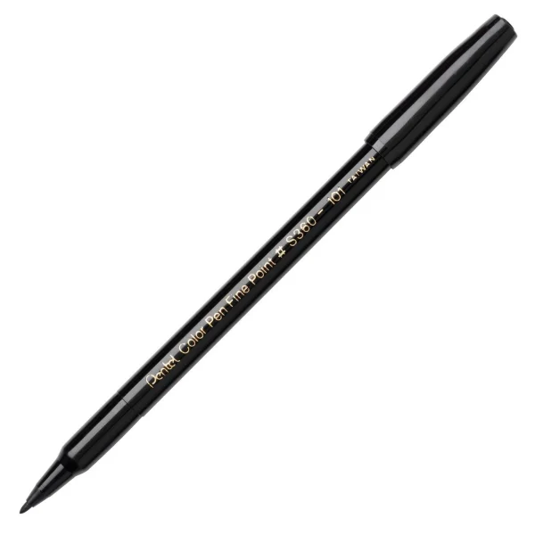 S360 101 PENTEL COLOR PEN FINE POINT BLACK ONLY