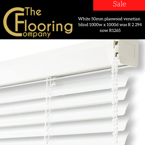 White 50mm plaswood venetian  blind 1000w x 1000d
