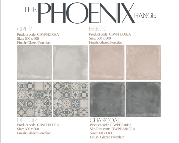 The Phoenix Charcoal range of Tiles