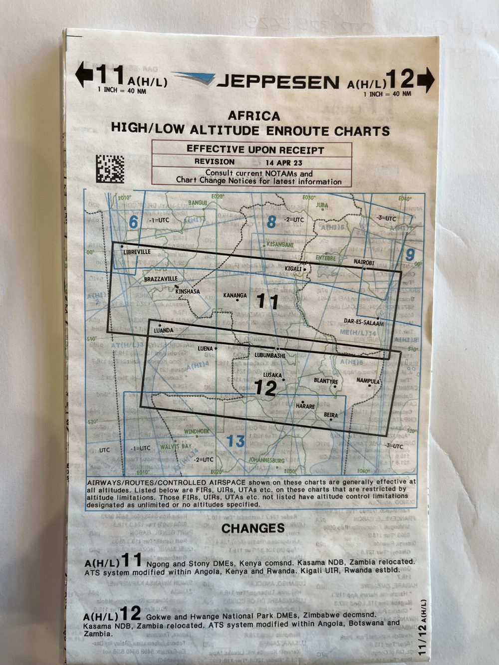 ENROUTE JEPPESEN CHART 11/12